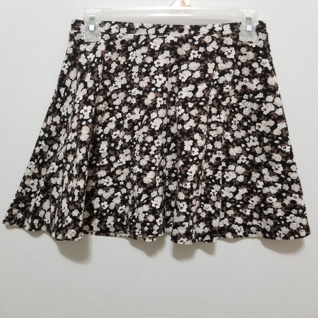 La Hearts Skirt Small Floral Print Elastic Pull On Waist Mini Skater Stretch